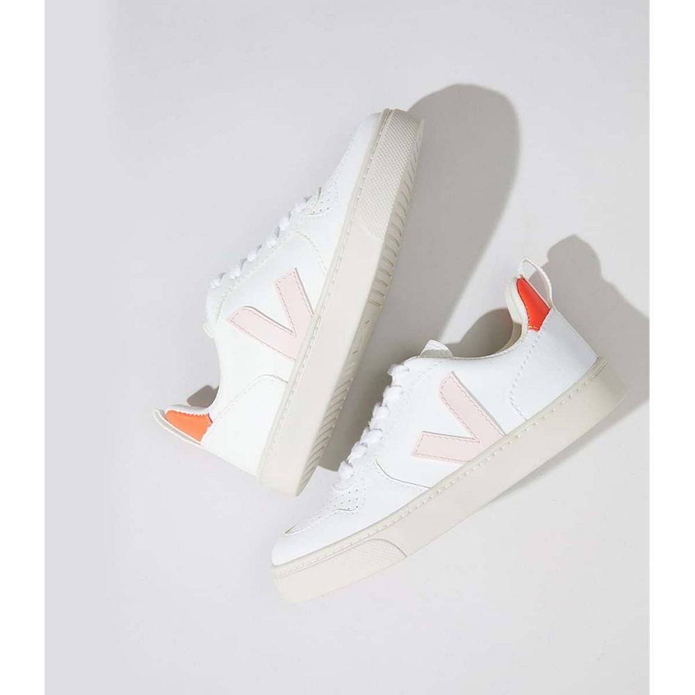 Veja V-10 LACE CWL Cipő Gyerek White/Orange | HU 790EBC